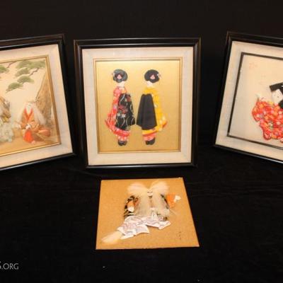 Four Pieces of Japanese Oshie Doll Art