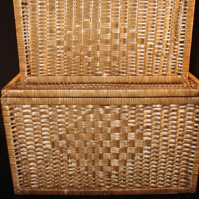 Two Lined and Hinged Wicker Chests