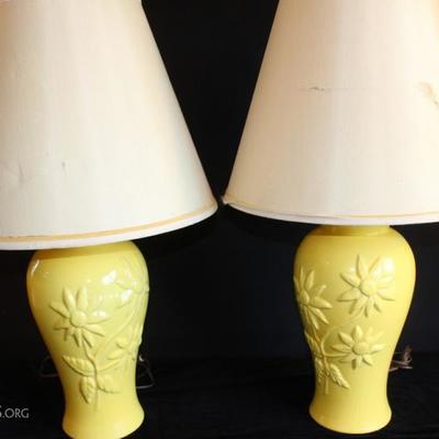 Two Vintage Yellow Lamps