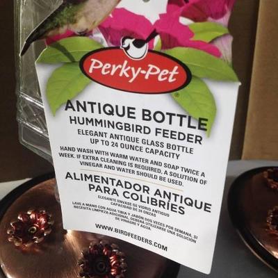 Perky-Pet Glass Antique Bottle Hummingbird Feeder, Clear (2 feeders)