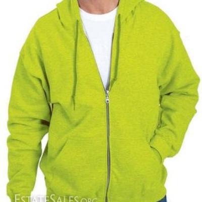 Adult, Extra, Extra Large, Safety Green, Full Zip Hooded Sweatshirt