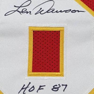 Len Dawson Autographed Kansas City Chiefs Red Replica Jersey w/ HOF Inscription 

Tri-Star