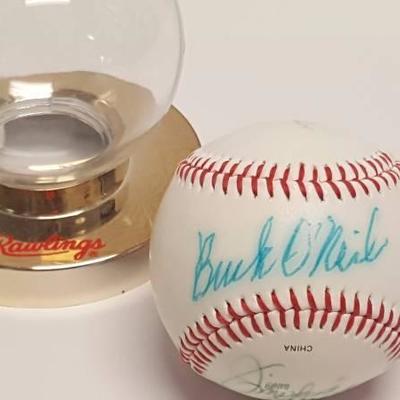 
Buck O'Neil Autographed Rawlings Official League Baseball w/ Display Stand & COA