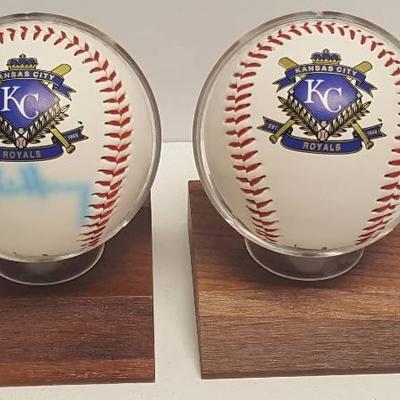 Mike Sweeney & Chris Haney Kansas City Royals Autographed Baseballs w/ Display 

Stands & COA