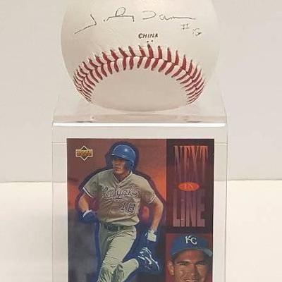 Johnny Damon Autographed Pro Official League Baseball w/ Kansas City Royals 

Rookie Card & Stand