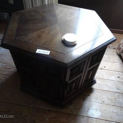 Octagon end table w/ under storage