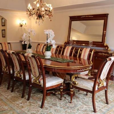 Exquisite 14 Piece Marquetry Dining Collection