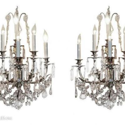 Pair, Crystal Sconces believed to be Baccarat