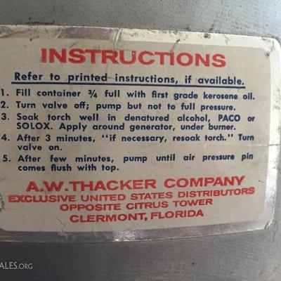 Instructions on back of Kerosene Heater