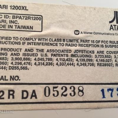Atari 1200xl label on back