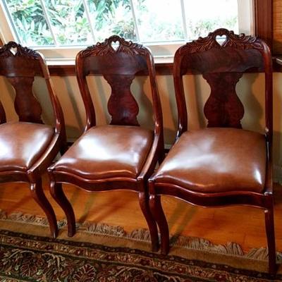 late 1800's walnut lute back side chairs