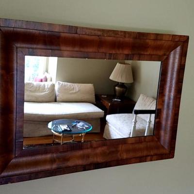 Walnut burl antique frame with bevel mirror