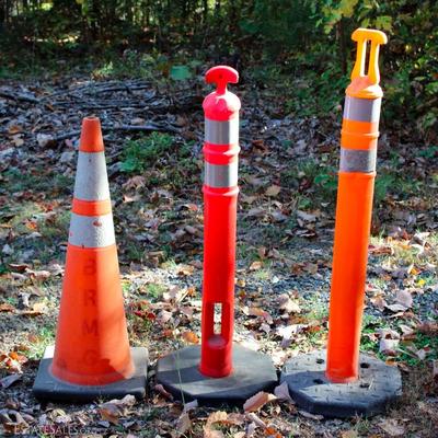 Traffic cones, delineator posts