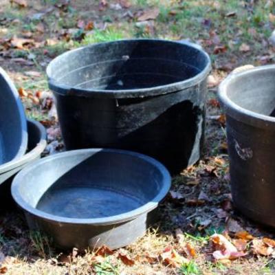 Assorted feed/utility tubs and pans