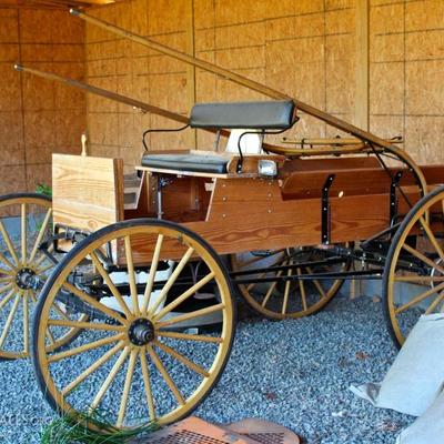 Amish-style flair board, horse drawn wagon - newly made.