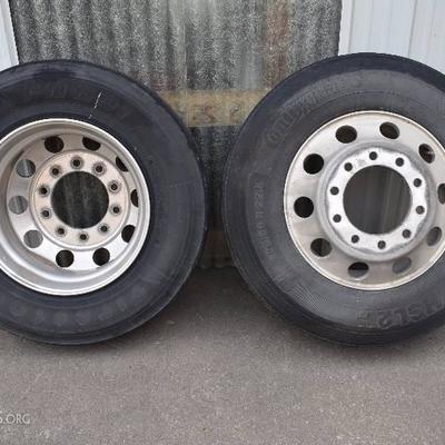 Lot Of (62) Semi Truck And Trailer Tires And Wheels