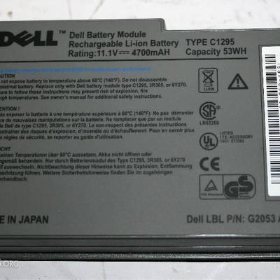 LOT OF 5 (4) Dell Battery Module Type C1295 P/N G2053/(1) DELL BETTERY MODULE TYPE 3R305