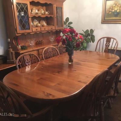 beautiful country dining set & china cabinet