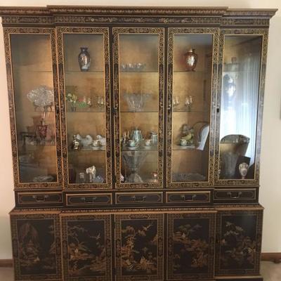 over-the-top Asian inspired china cabinet