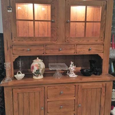 Newer Mission Style china cabinet with 