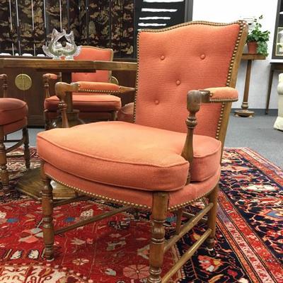 Trouvilles French Country Tufted Back Armchairs, Set of Four