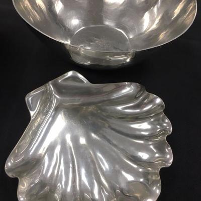 L Whitney Hand Wrought Pewter Dishes, Rockport Artist 