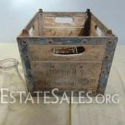 Vintage Wood & Metal Milk Crate