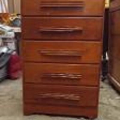 Mid Century Pine Tall Boy Dresser