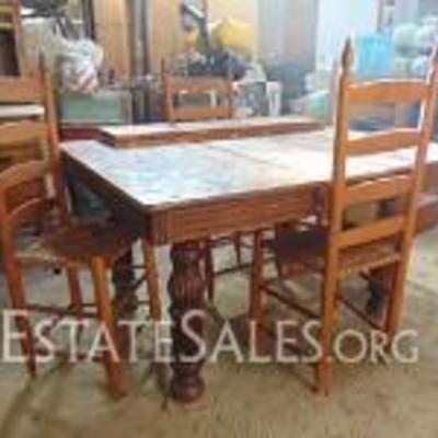 Antique Oak Table & Four Chairs