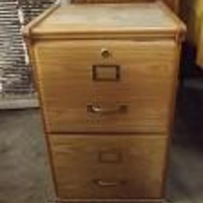 Oak 2 Drawer File Cabinet