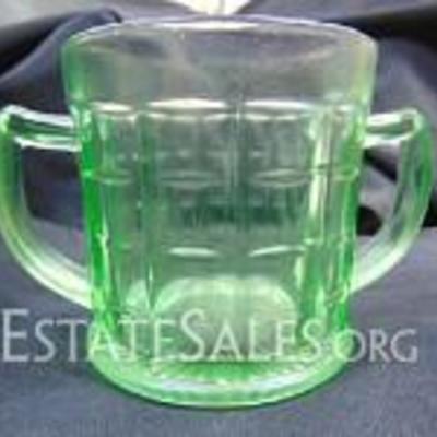 Green "Hazel Atlas" Vaseline Glass Circa 1930's