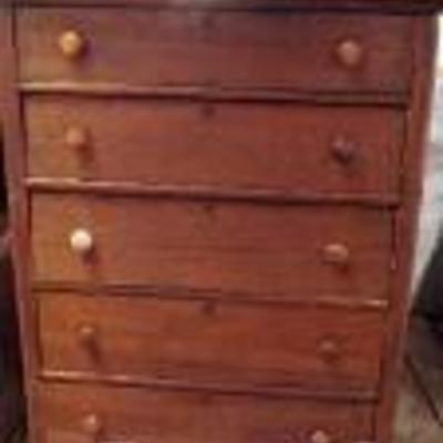 Antique Oak Five Drawer Tall Boy