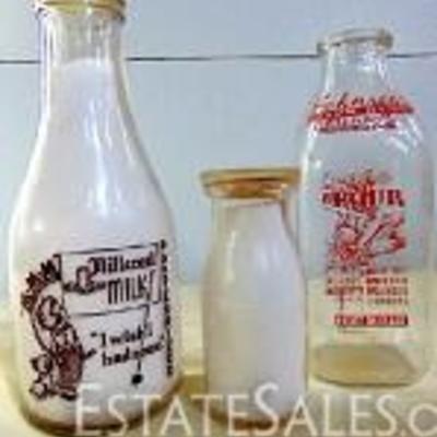 Three Vintage Milk Bottles