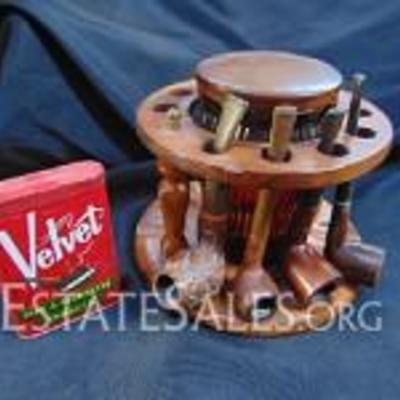 Vintage Wood Pipes, Pipe Rack & Humidor