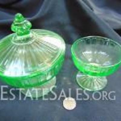 Beautiful Ribbon Pattern Vaseline Glass