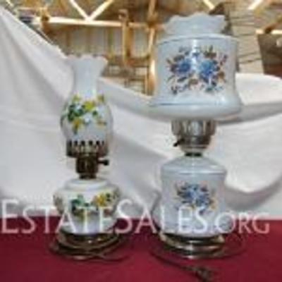 Two Small Vintage Hurricane Table Lamps