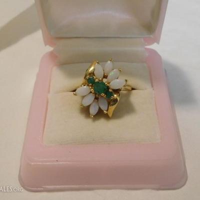 Sterling Emerald & Opal Ring