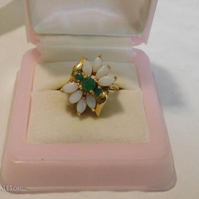 14k Emerald & Opal Ring