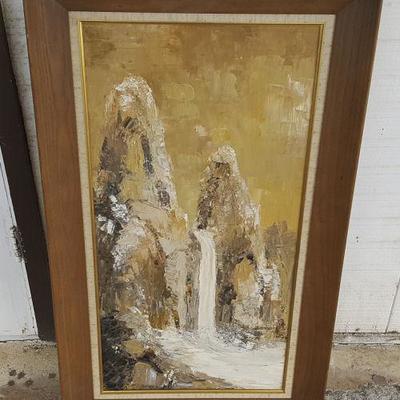APC006 Original Framed Oil on Canvas Waterfall
