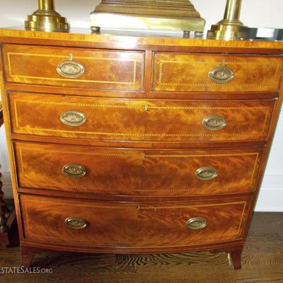 Antique inlaid Federalist  5 drawer chest $1,100
3'7
