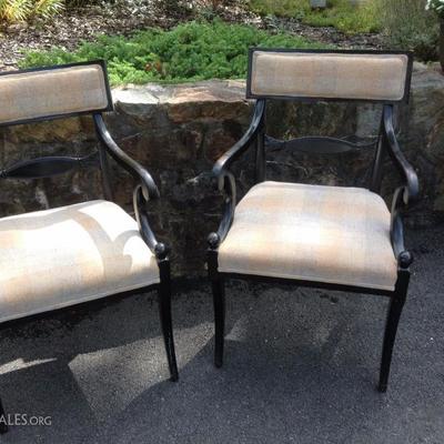 Unique comfortable pair of side chairs in flannel 