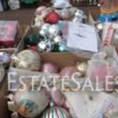 8 boxes of Christmas decorations