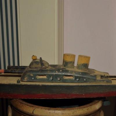 WWII WOODEN TOY SHIP [FOLK ART]