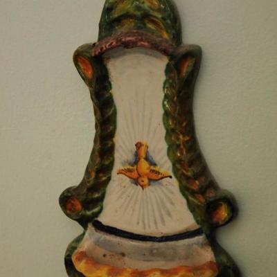 ITALIAN POTTERY HOLY WATER WALL PLAQUE
