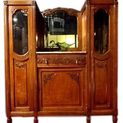 ANTIQUE MARBLE TOP FRENCH BUFFET
