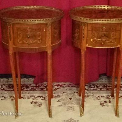 PAIR OVAL LOUIS XV STYLE TABLES
