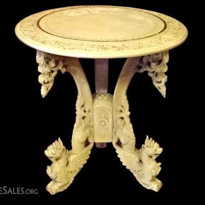 THAI CARVED WOOD DRAGON TABLE