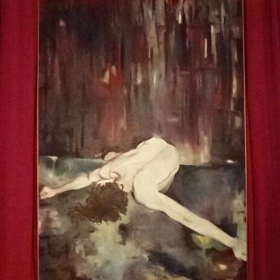 HUGE 7 FT PAINTING ON CANVAS, EXPRESSIONIST NUDE FIGURE