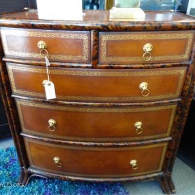 MAITLAND SMITH LEATHER WRAPPED 5 DRAWER CHEST