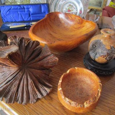 Artisan made Burl bowls and vessels